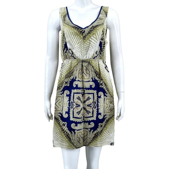 Edme & Esyllte Anthropologie Dress Women Medium Geo Scarf Print 100% Silk Boho - Picture 1 of 9